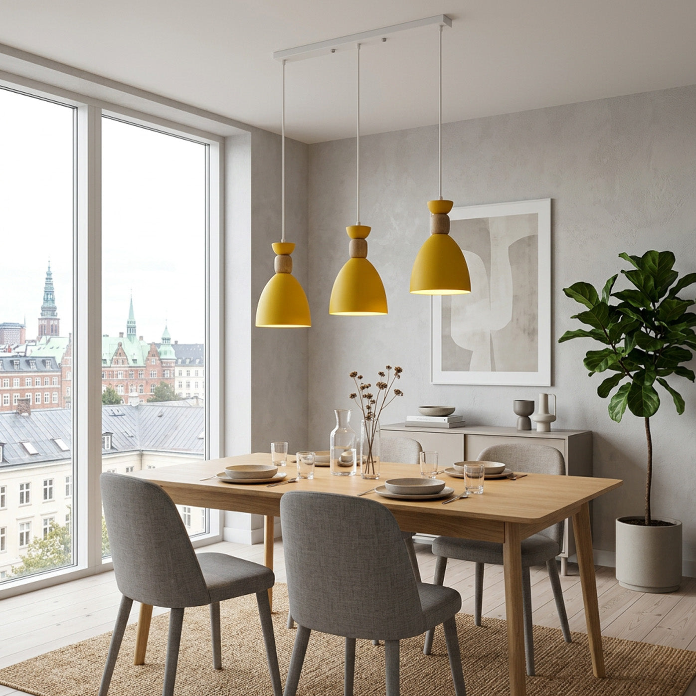 Nordic Wooden Metal Pendant Light Fixture for Kitchen Island
