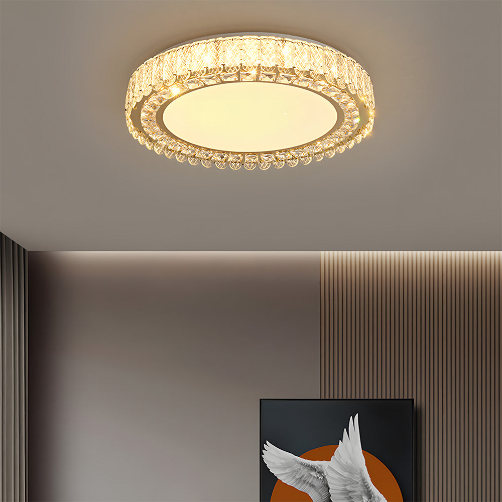 Luxury K9 Crystal Flush Mount Ceiling Light Fixture Compatible with Bedroom Living Room Kitchen