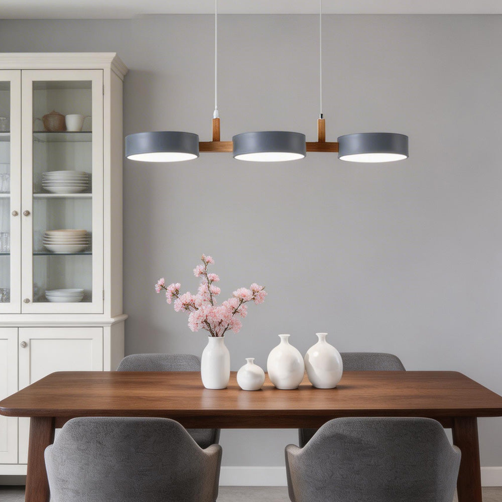 Metal Cylinder 3 Light Pendant Lights over Kitchen Island