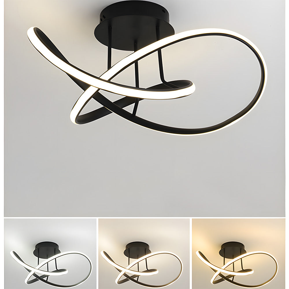 Modern LED Spiral Semi Flush Mount Ceiling Light for Living Room Hallway Kitchen