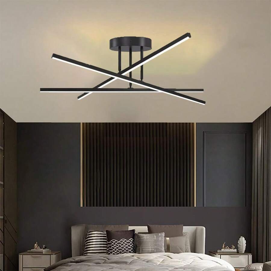 Industrial Minimalist Living Room Semi Flush LED Ceiling Light