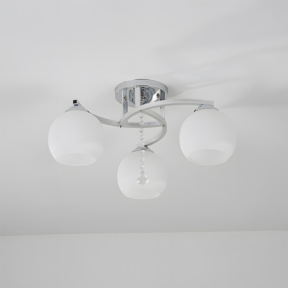 Modern Glass Ball Shade 3/5-Light Semi Flush Ceiling Lights for Living Room