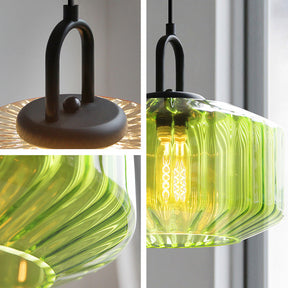 Vintage Striped Glass Pendant Light