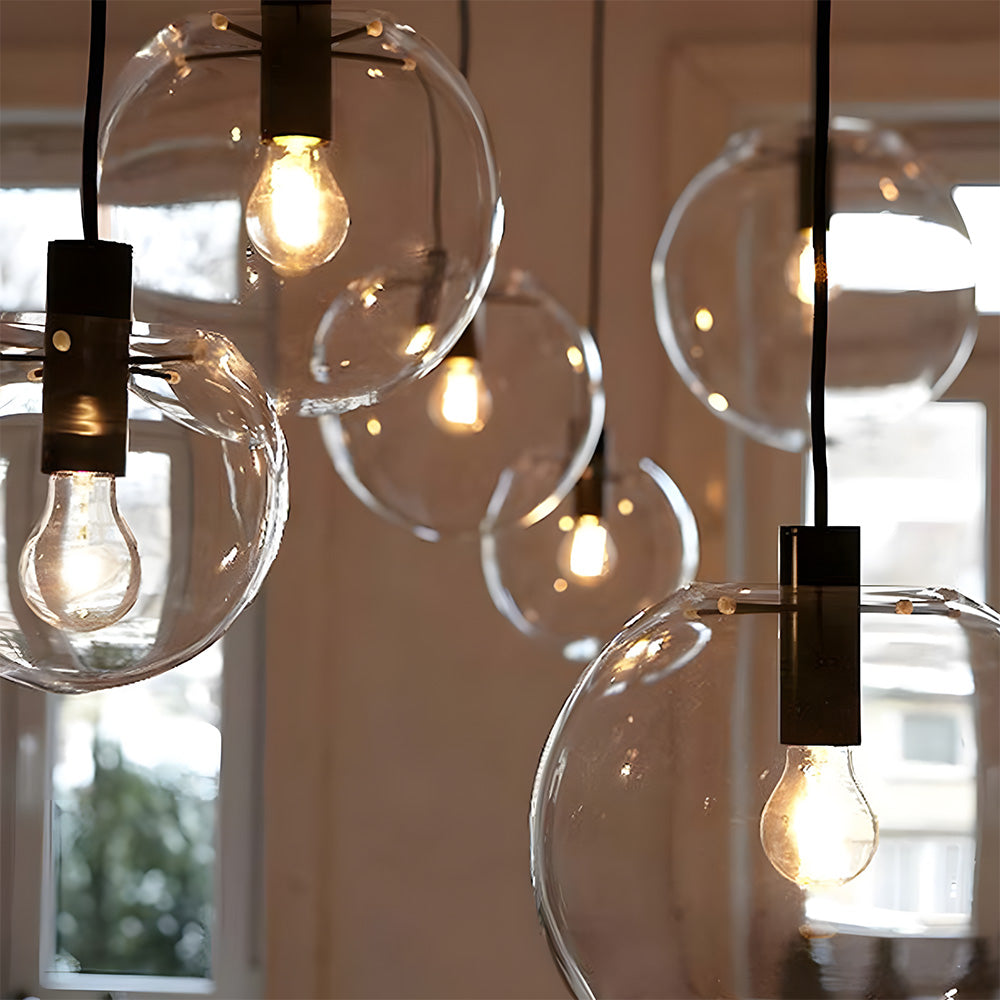 Industrial Vintage Transparent Glass Island Pendant Lights