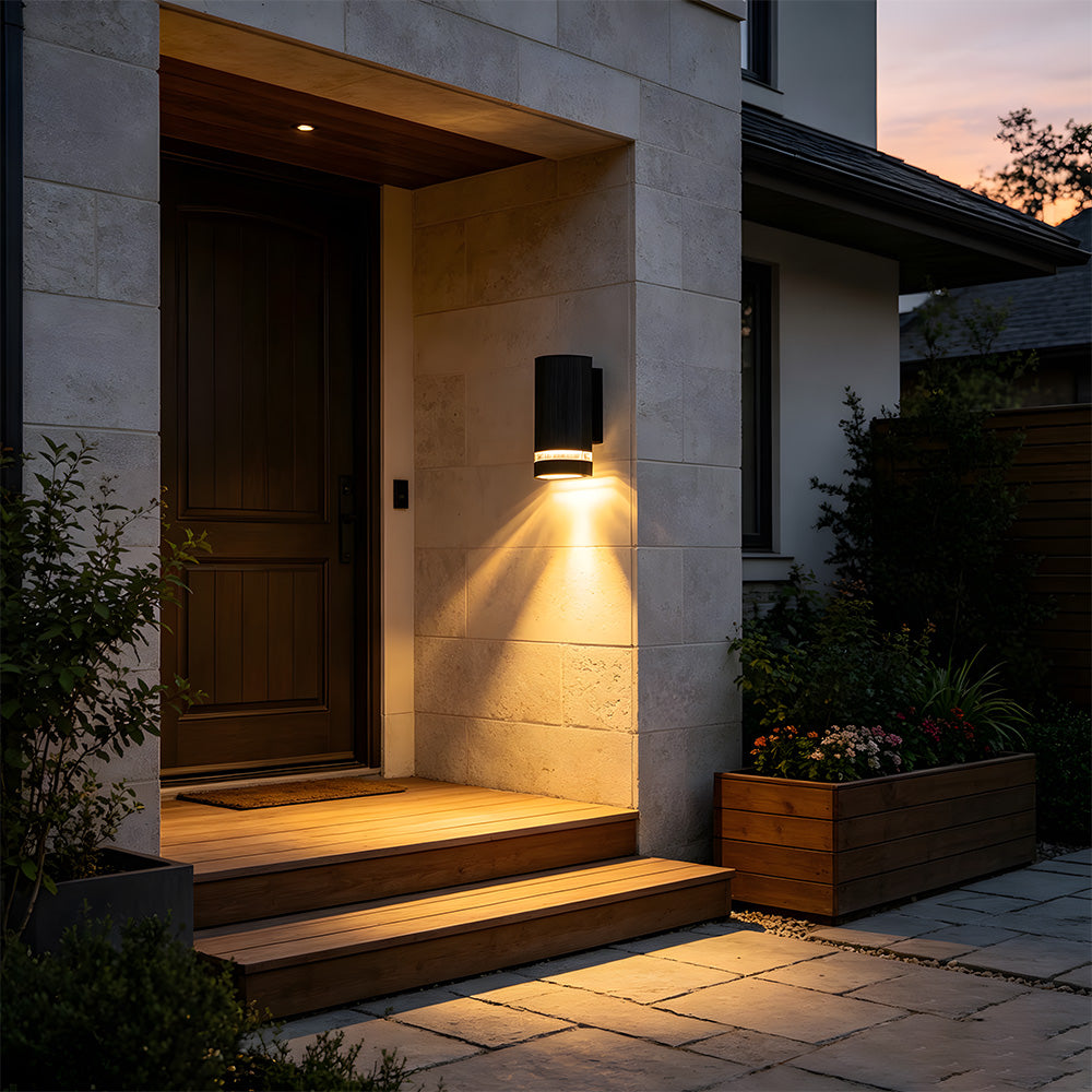 Contemporary IP65 Black Vertical Acrylic Outdoor Wall Lights for Garden Entryway