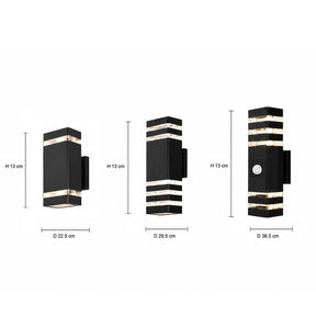 Modern Layered Outdoor Wall Lights with Optional PIR Sensor for Porch Patio