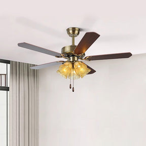 Vintage Wood Flower Shape Ceiling Fan With Lighting