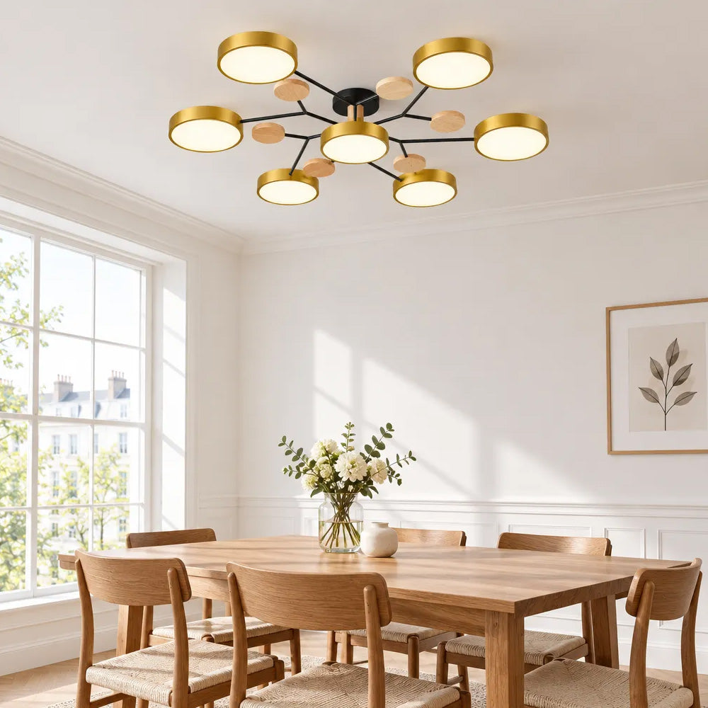 Nordic Wood Flush Mount Ceiling Light for Bedroom