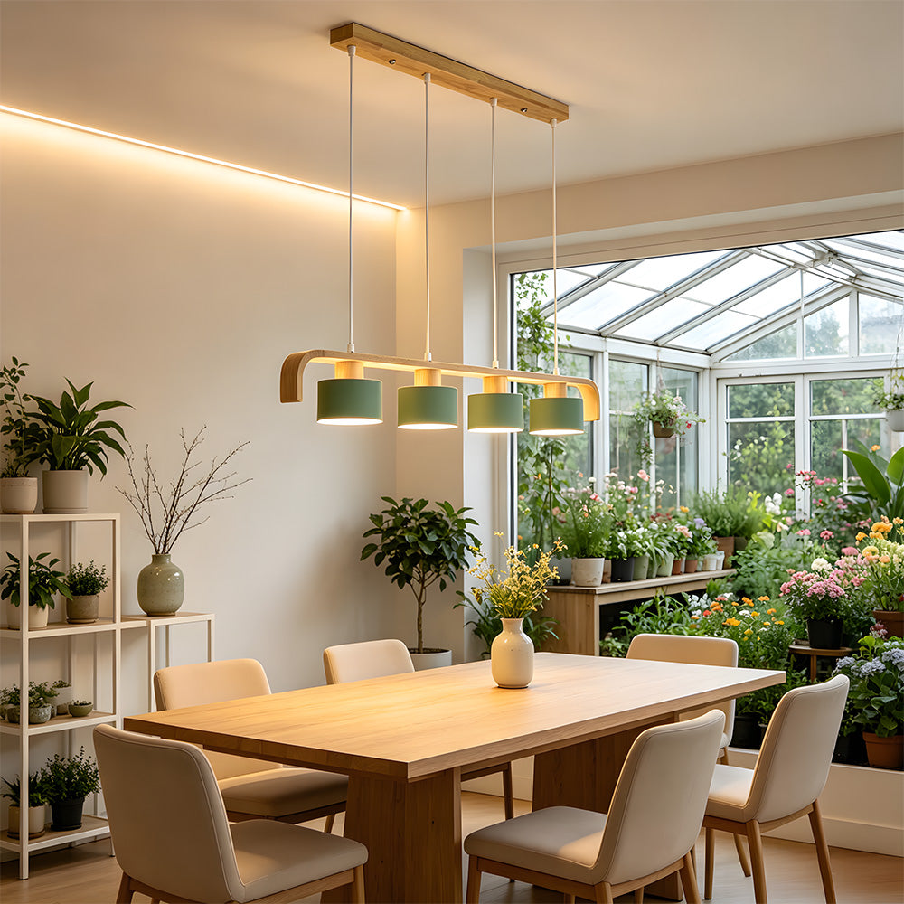 Modern Iron Wooden Pendant Lights for Kitchen Island Dining Room