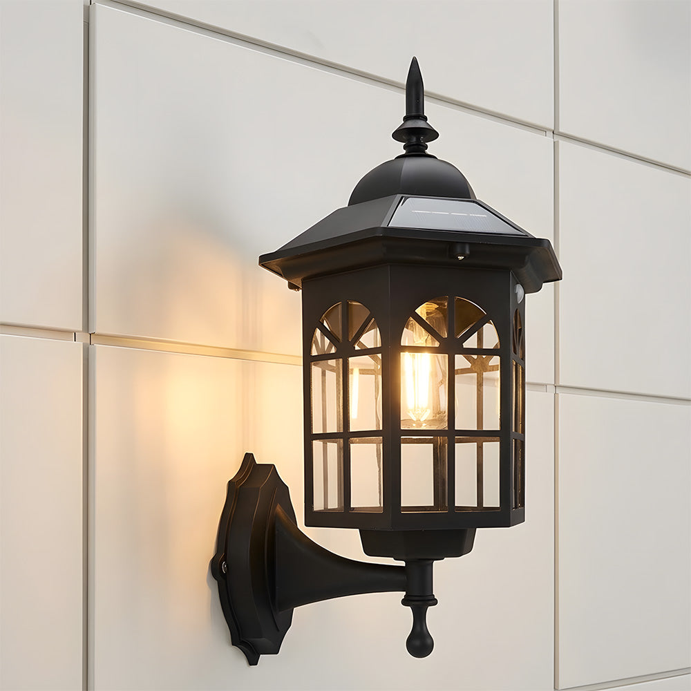 IP44 External Solar Wall Lights, 3 Mode Sensor Solar Wall Lamp for Patio Fence Garden Decor