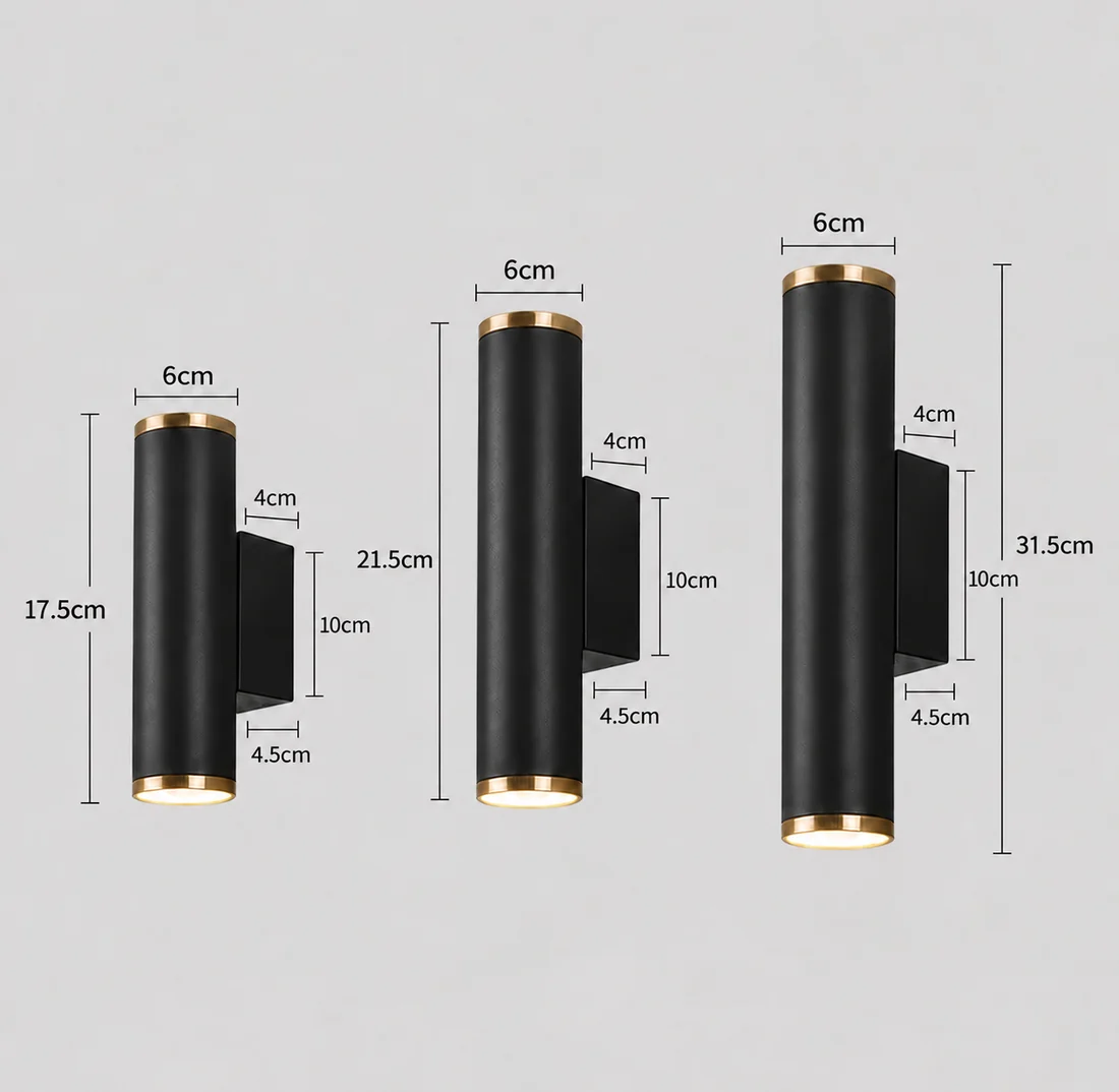 Up and Down Black&Gold Iron Outdoor Wall Lights for Entryway