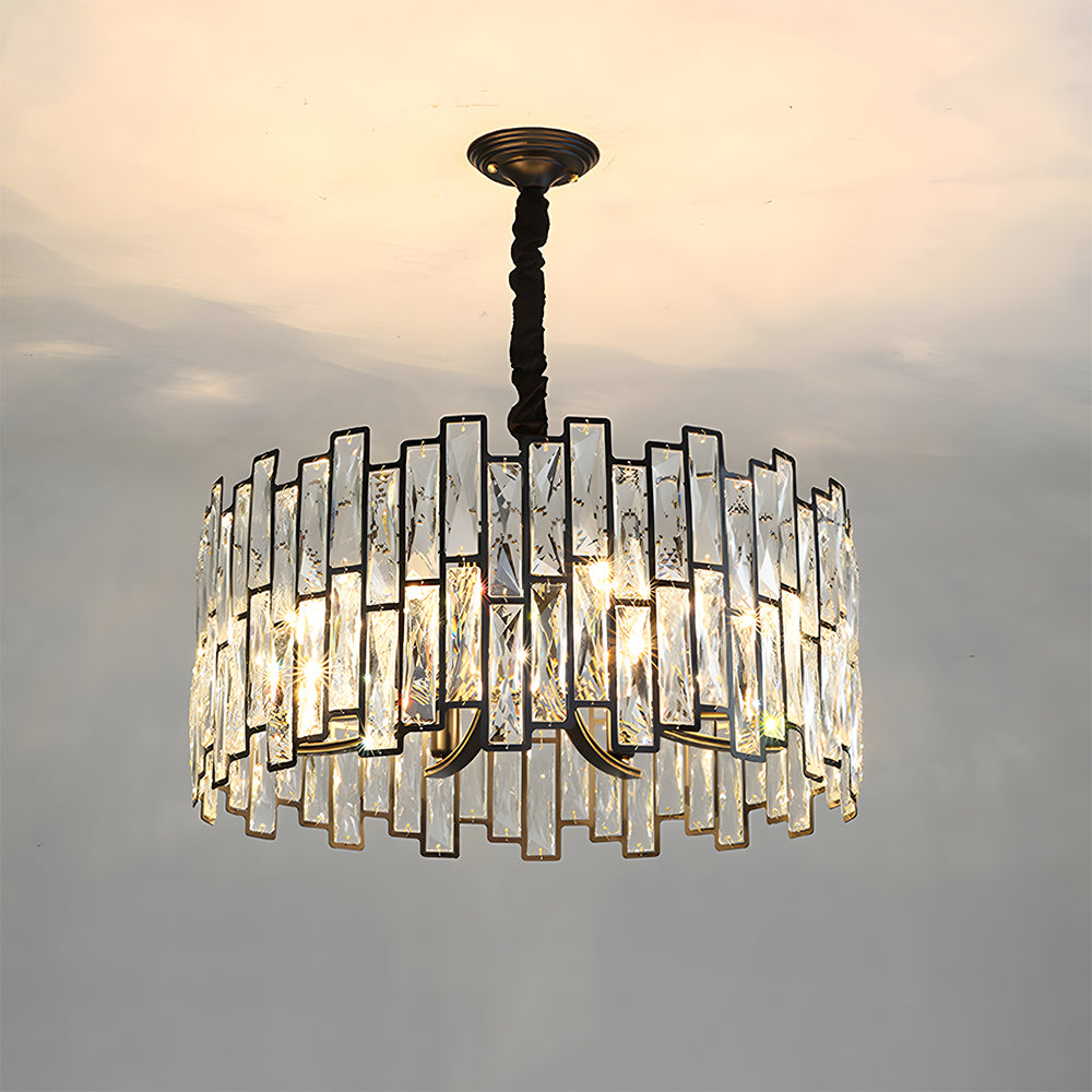 Modern Gold Tiered Crystal Chandelier - Luxury Fringe Glass Pendant Light for Dining Room, Foyer