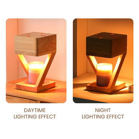 Contemporary Wood Bedroom Square Mini Warming Candle Lamp