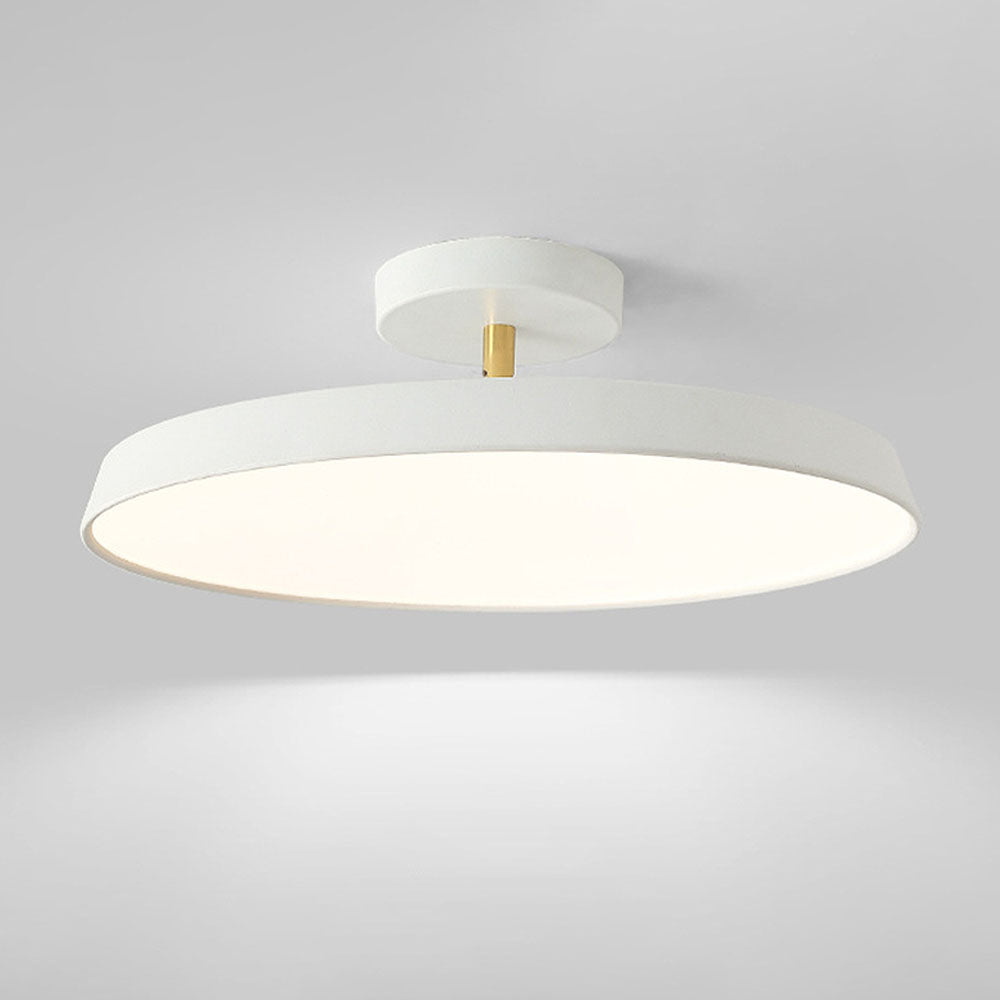 Minimalism White LED Semi-Flush Ceiling Light For Bedroom