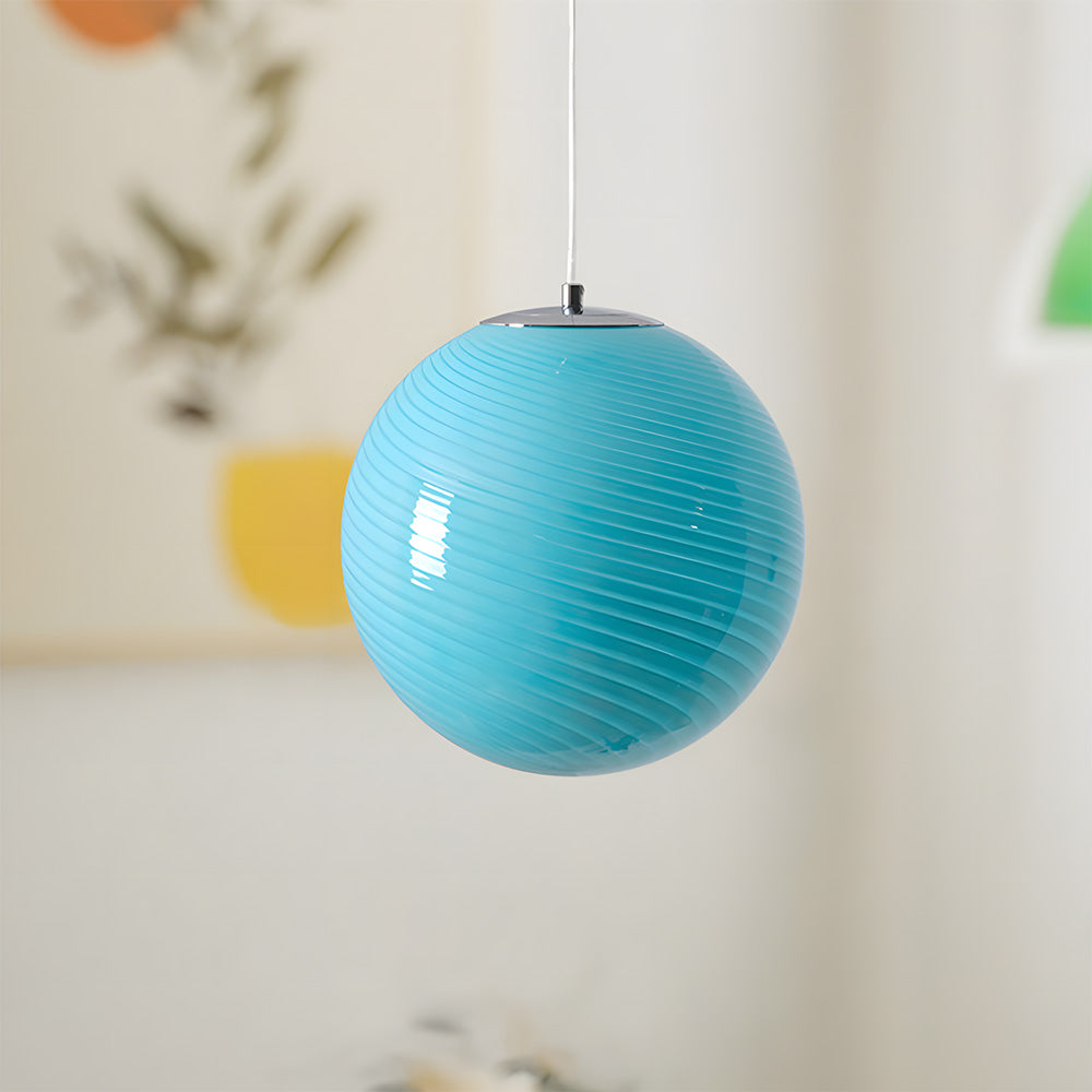 Art Deco Candy Pendant Light with Glass Shade