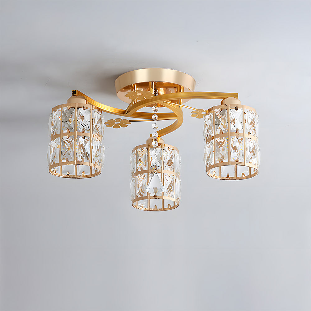 Modern Crystal Ceiling Light Chandeliers, Semi Flush Ceiling Lights for Hallway Living Room