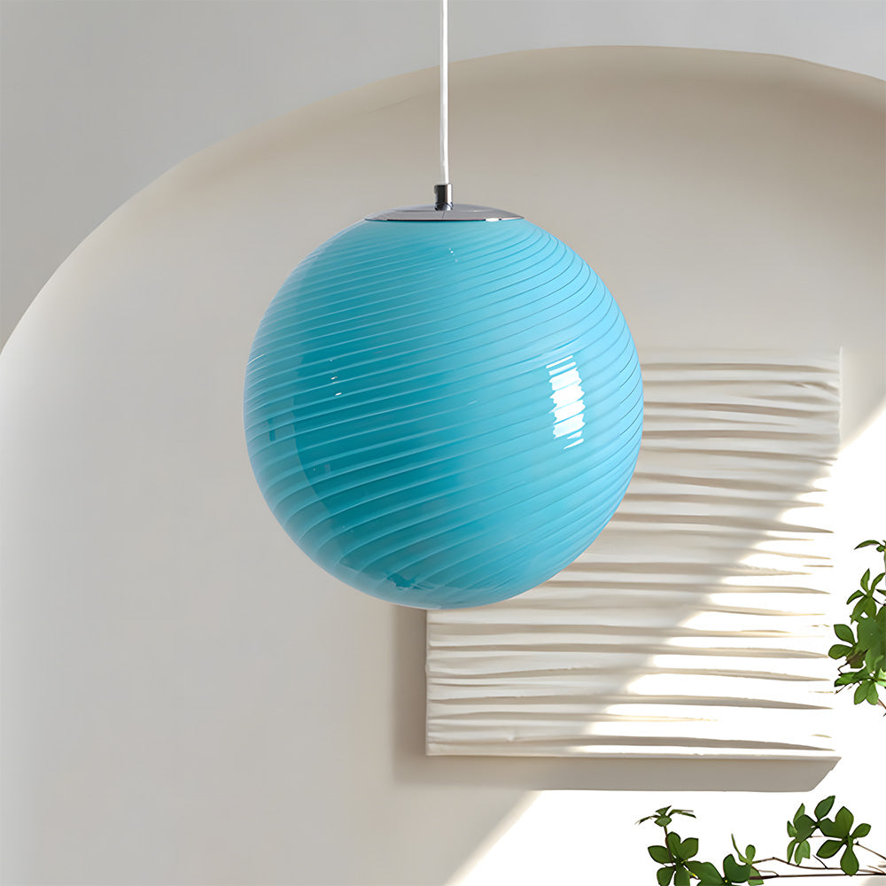 Art Deco Candy Pendant Light with Glass Shade