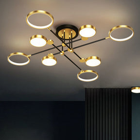 Multi Rings LED Gold and Black Bedroom Ceiling Light