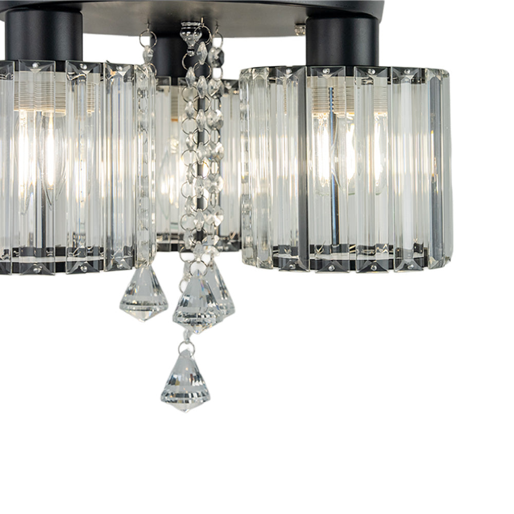 3 -Light Semi-flush Mount Ceiling Light with Cylinder Crystal Shade