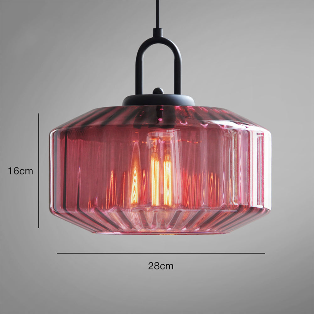 Vintage Striped Glass Pendant Light