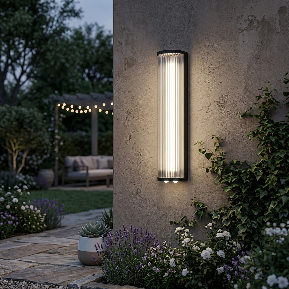 Atlas Fluted Glass Up and Down Outdoor Wall Light