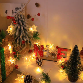 Snowflake Christmas String Lights, Christmas Decoration Lights with Pine Cone 2M 20lights