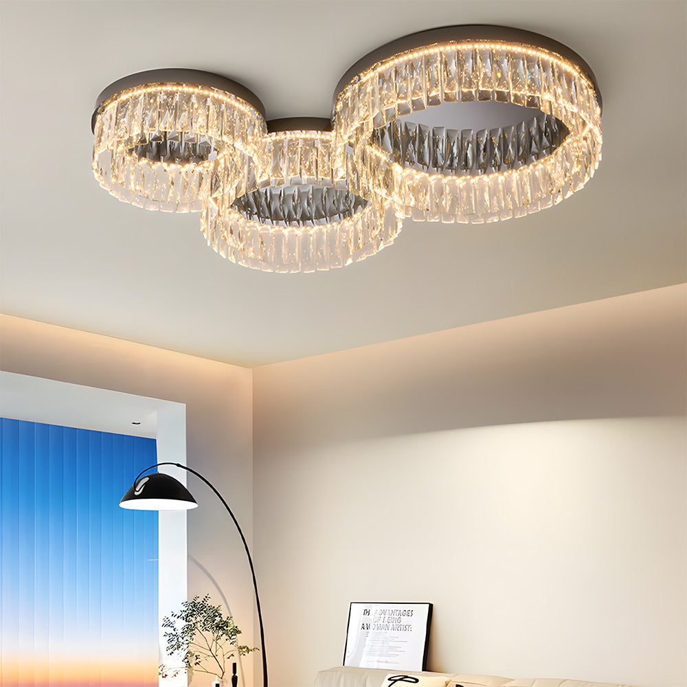 Modern Round Luxury Crystal Flush Ceiling Lights for Living Room