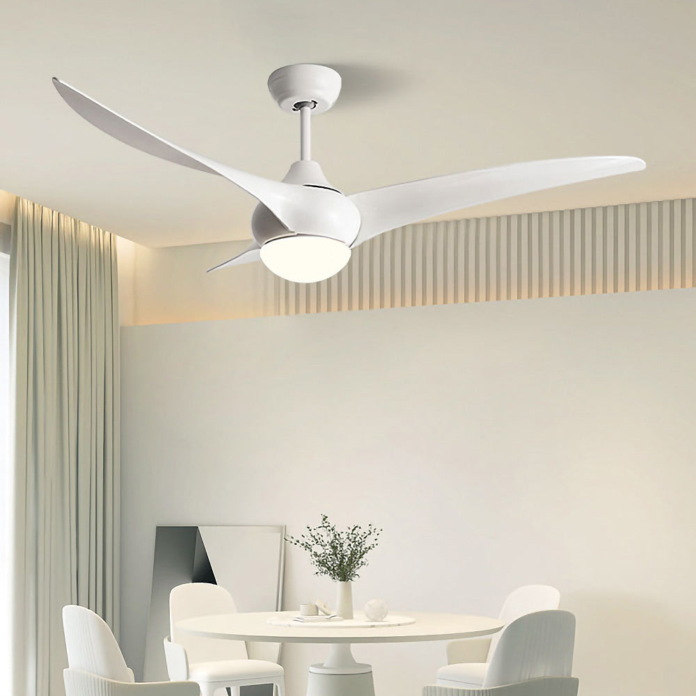 Wood Simple Flush Ceiling Fan With LED Light And Remote