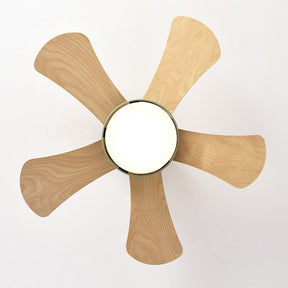 Contemporary Wood Semi-Flush Ceiling Fan With Lighting