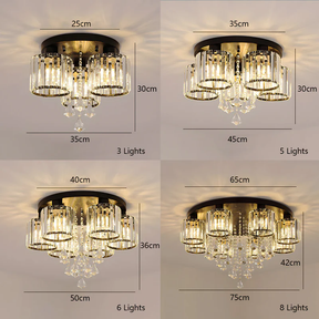 Crystal Modern Ceiling Light with Cylinder Crystal Shade for Living Room