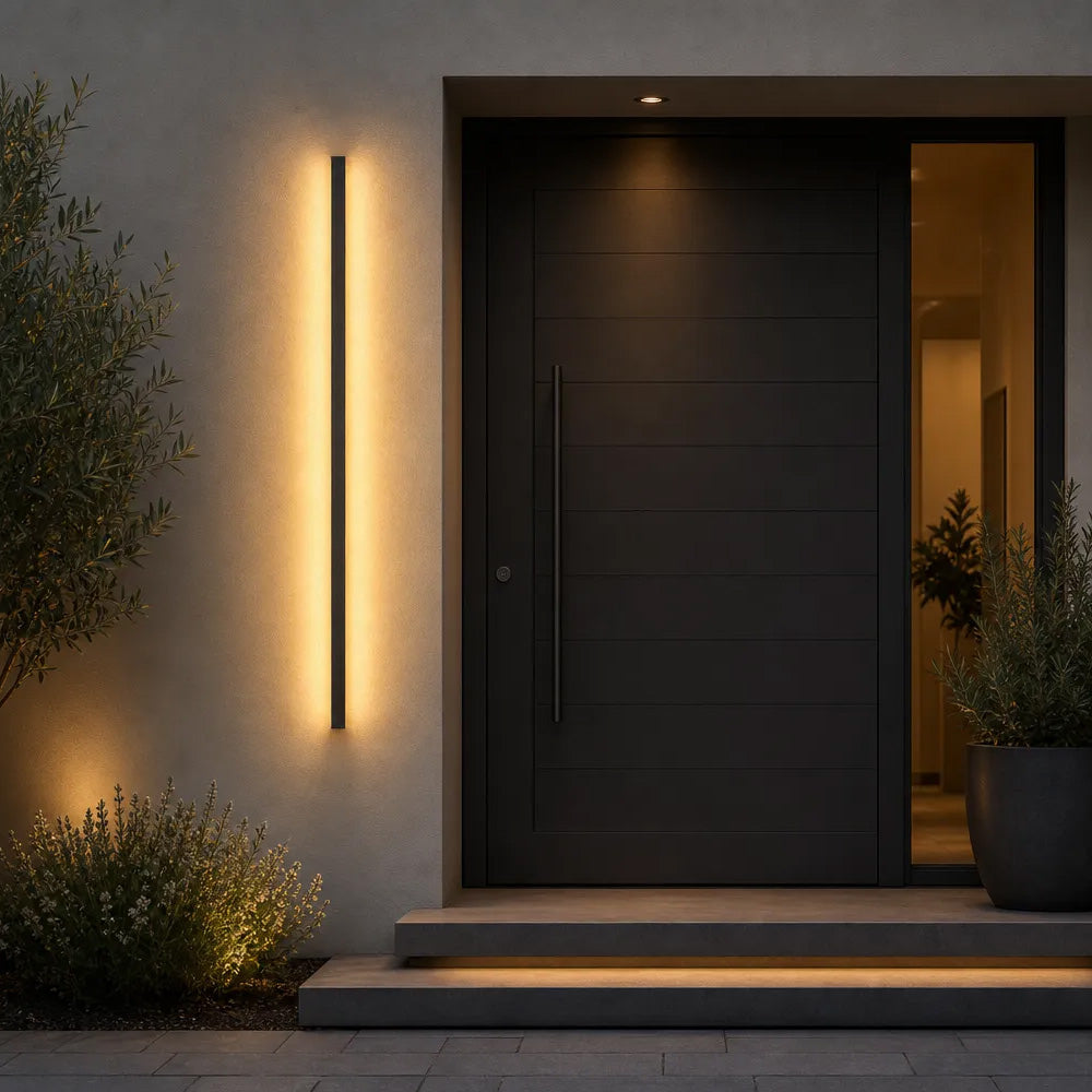 Modern Minimalist Black LED Linear Outdoor Wall Lamp