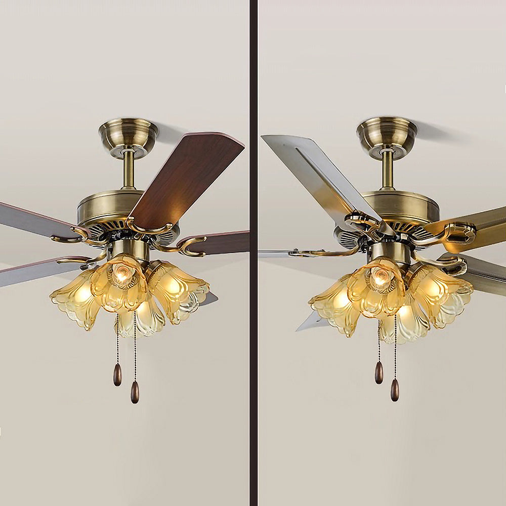 Vintage Wood Flower Shape Ceiling Fan With Lighting