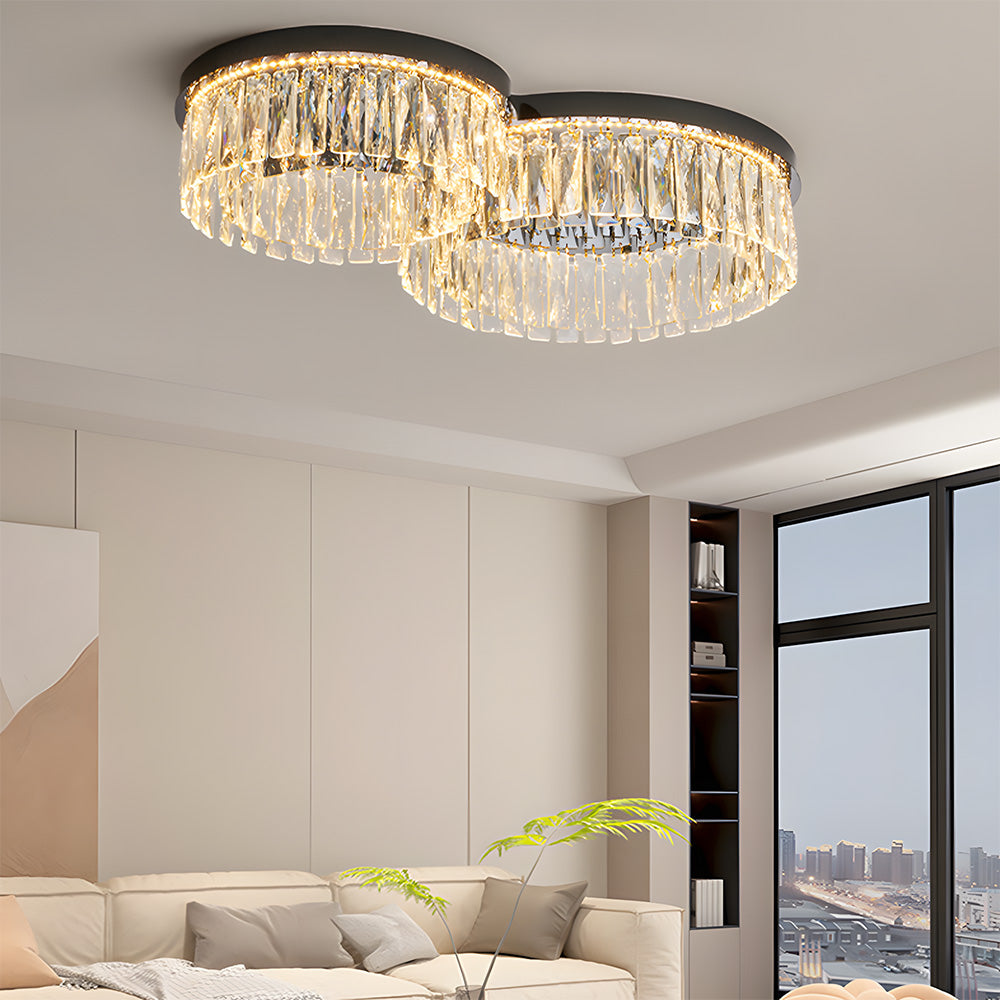 Modern Round Luxury Crystal Flush Ceiling Lights for Living Room