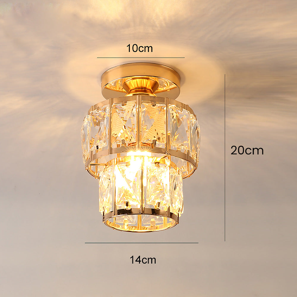 Modern Gold Glass Semi-Flush Hallway Light Fixture