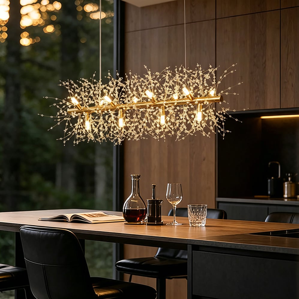 Nordic Luxury Crystal Dining Pendant Light for Kitchen Island