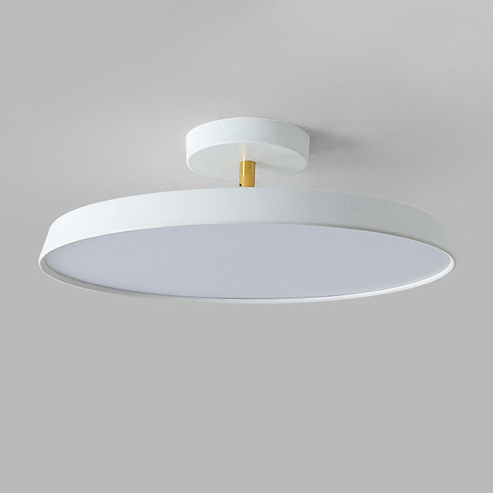 Minimalism White LED Semi-Flush Ceiling Light For Bedroom