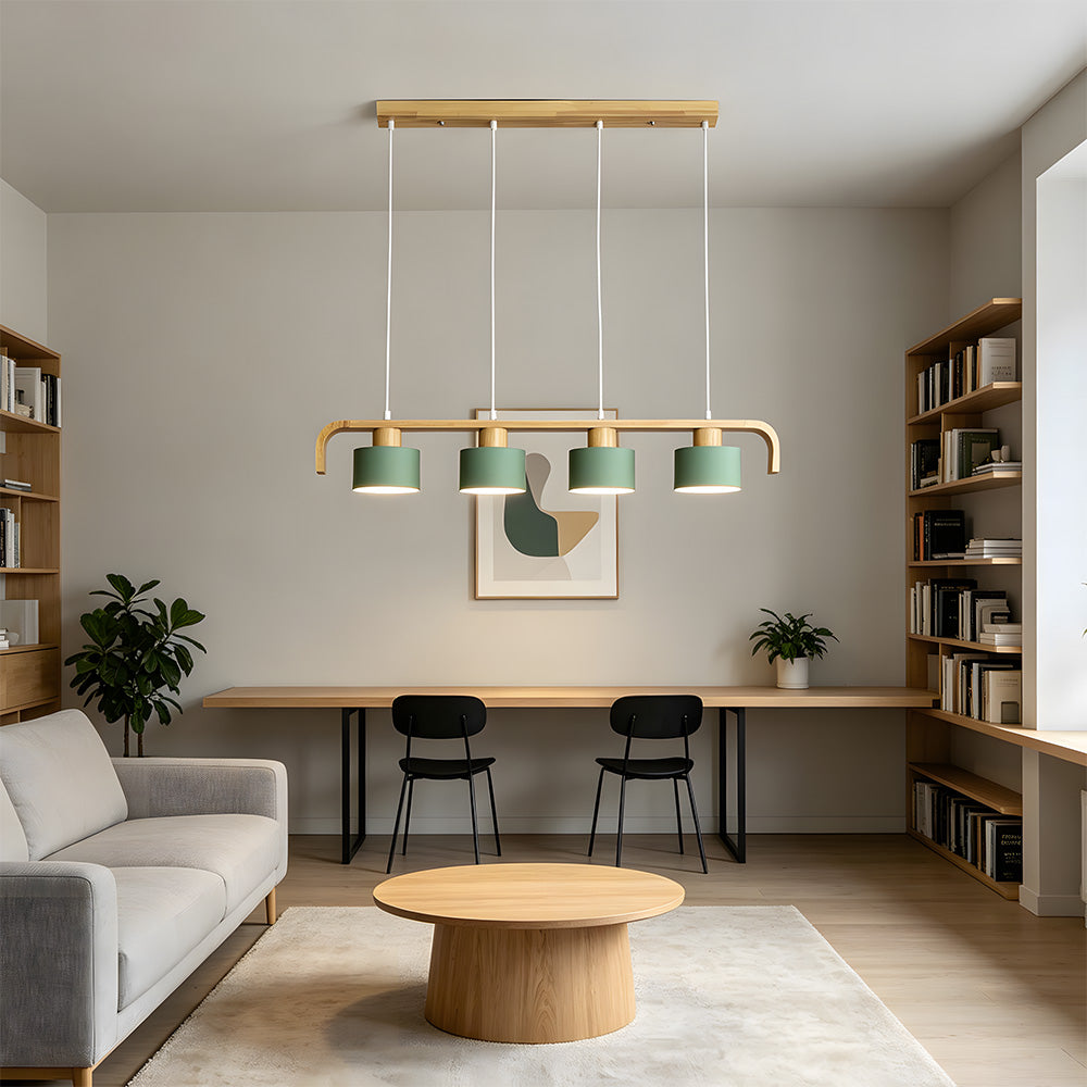 Modern Iron Wooden Pendant Lights for Kitchen Island Dining Room