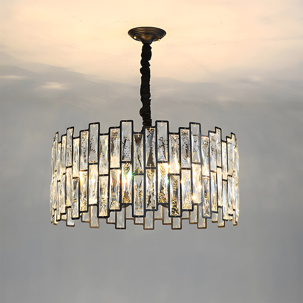 Modern Gold Tiered Crystal Chandelier - Luxury Fringe Glass Pendant Light for Dining Room, Foyer