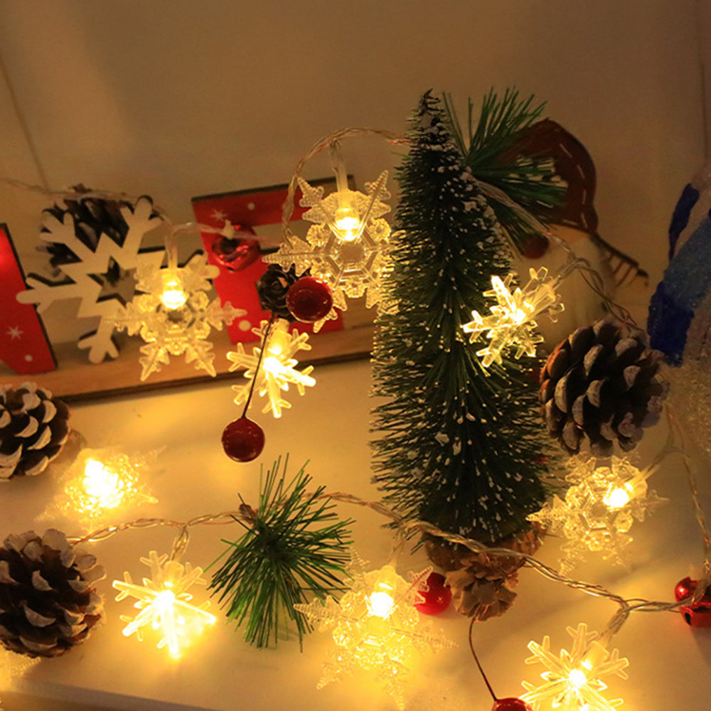 Snowflake Christmas String Lights, Christmas Decoration Lights with Pine Cone 2M 20lights