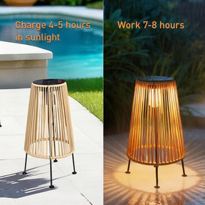 Outdoor Waterproof Solar Rattan Floor Lamps for Patio Garden Porch