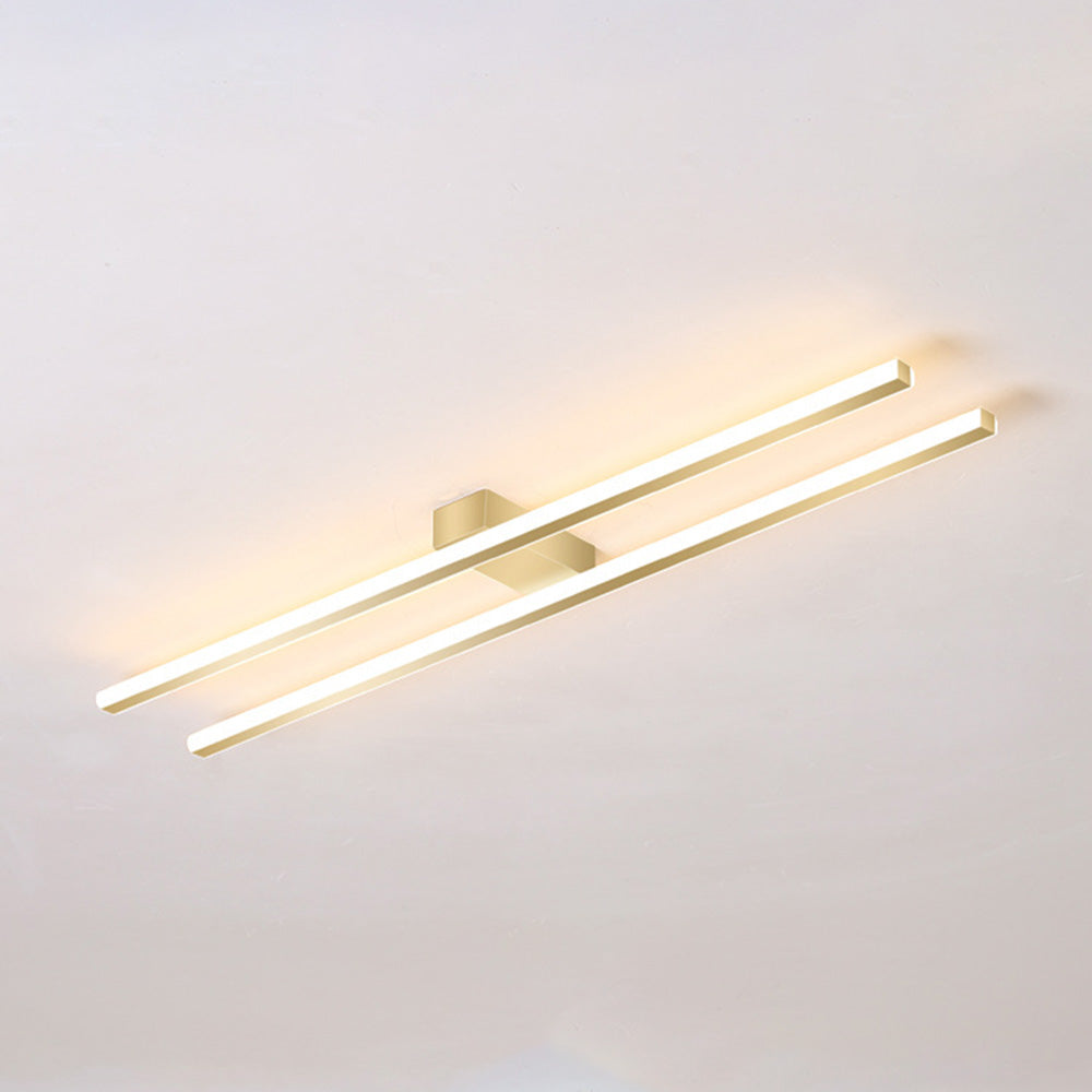 Industrial Minimalist Iron Living Room Double-Linear LED Ceiling Light