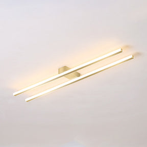 Industrial Minimalist Iron Living Room Double-Linear LED Ceiling Light