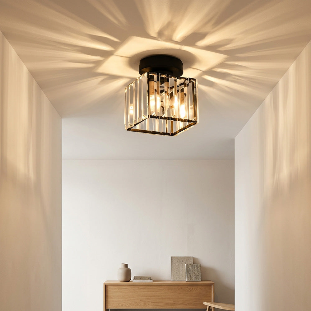 Luna Crystal Square Semi Flush Ceiling Light