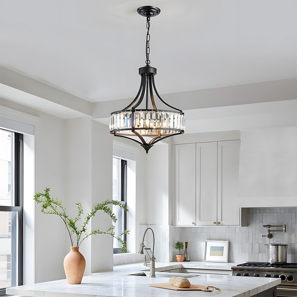 Modern Iron Crystal Large Ceiling Pendant Lights for Entryway Dining Room