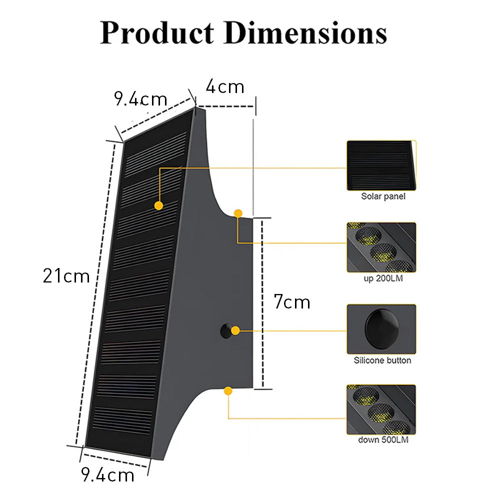 IP65 Solar Outdoor Wall Lights Waterproof Outdoor Solar Lights for Yard Patio, Dusk-to-Dawn