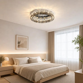 Contemporary Crystal Silver Ring Flush Mount Ceiling Light for Living Room
