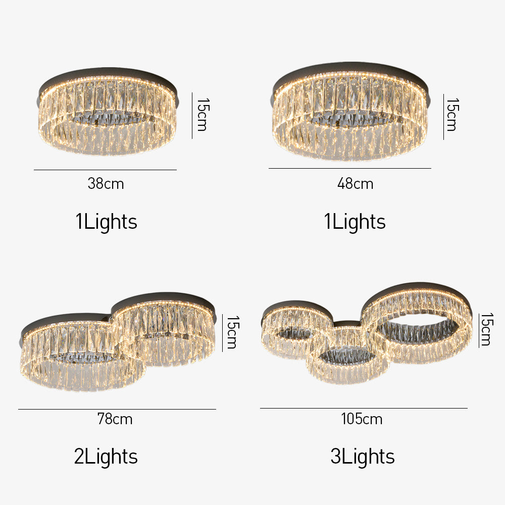 Modern Round Luxury Crystal Flush Ceiling Lights for Living Room