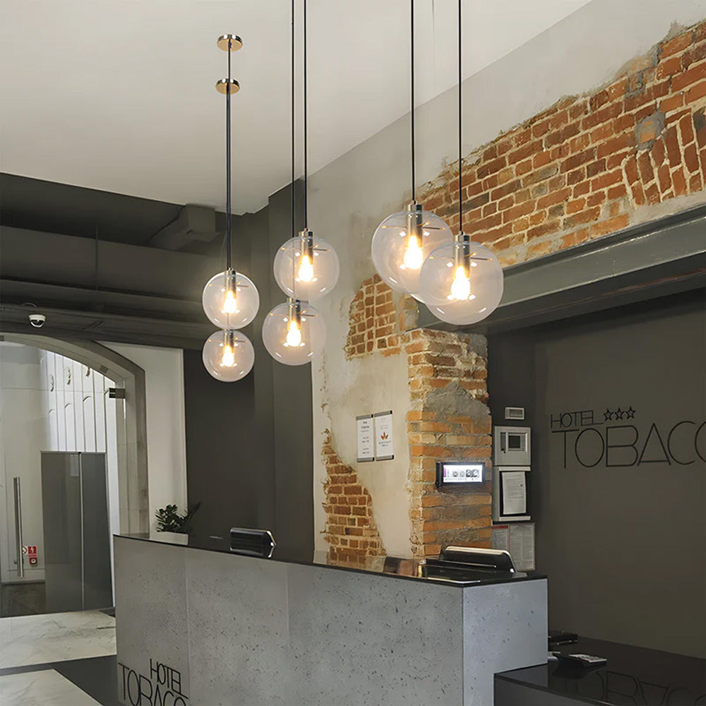 Industrial Vintage Transparent Glass Island Pendant Lights