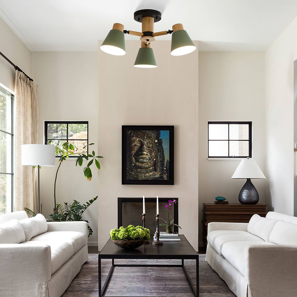 Wooden Close to Ceiling Lamps for Living Room