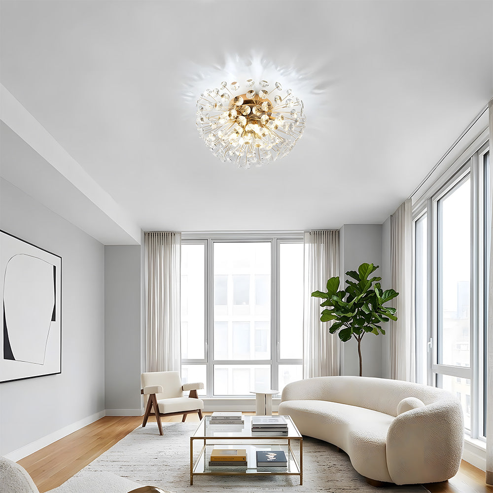 Elegant Gold Flush Mount Crystal Ceiling Lights for Living Room